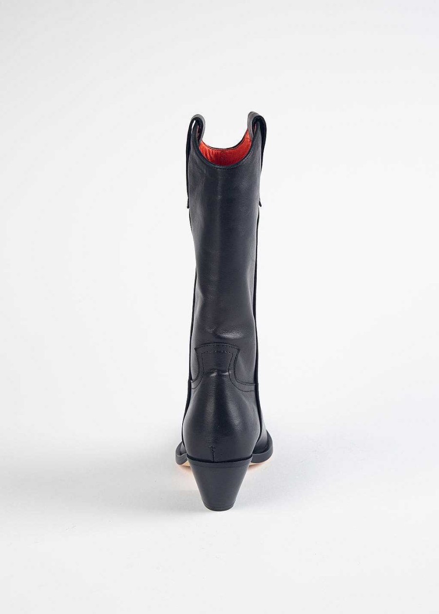 Shoes L'idea by Lori | Mid Calf Western Boot Black Leather