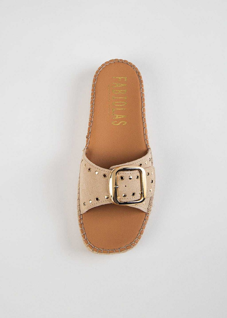 Shoes Fabiolas | Espadrille Slide With Buckle Sand Suede