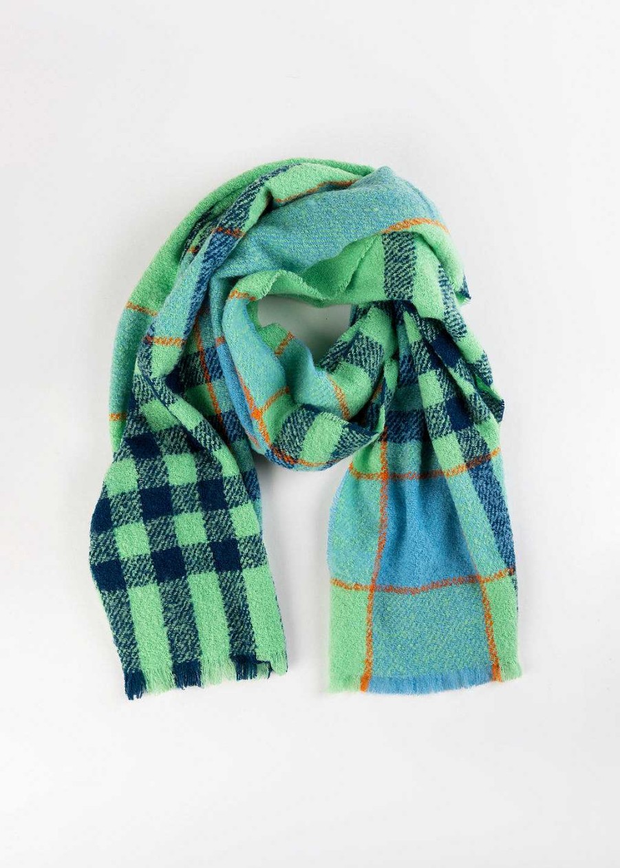 Accessories Echo | Buzzy Plaid Scarf Mint