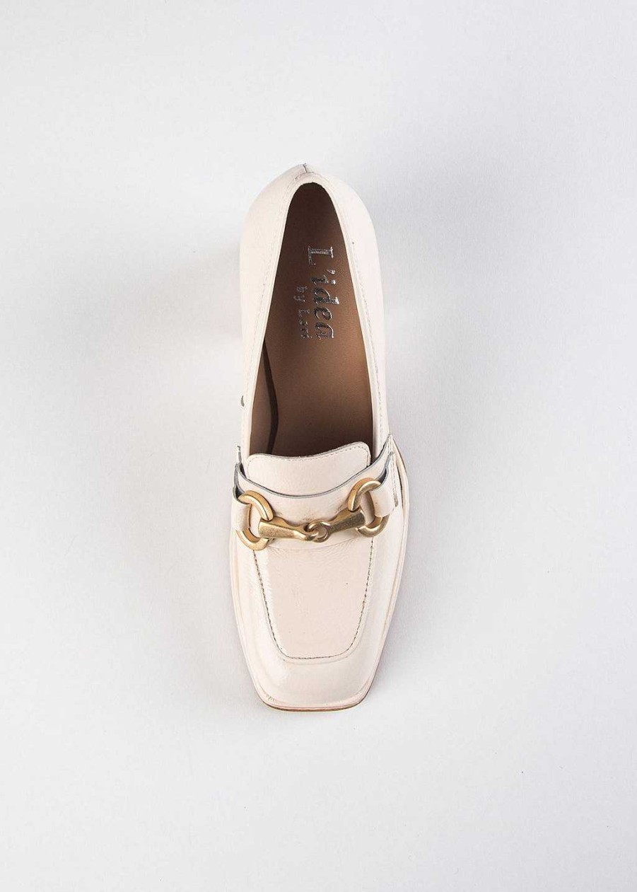 Shoes L'idea by Lori | Leather Heeled Loafer Cream Patent