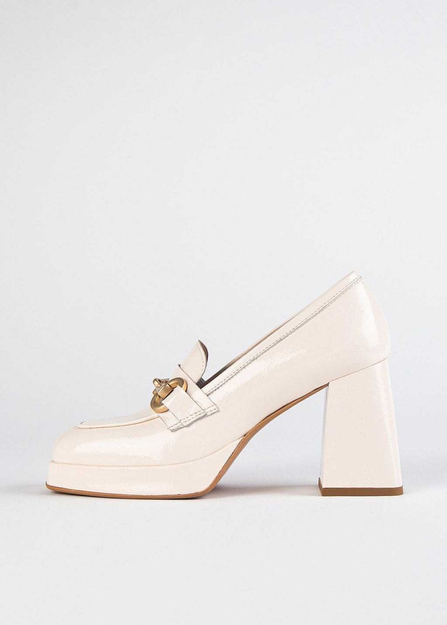Shoes L'idea by Lori | Leather Heeled Loafer Cream Patent