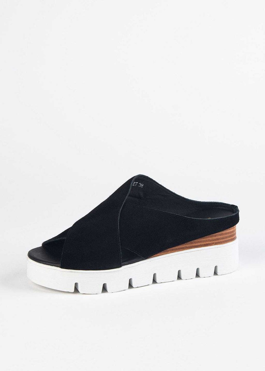 Shoes Silent D | Racket Criss Cross Sandal Black Suede