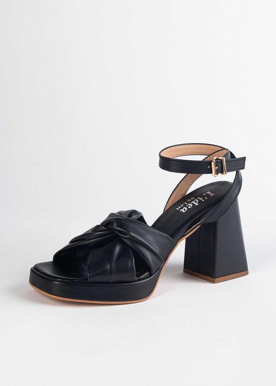 Shoes L'idea by Lori | Platform Heeled Sandal Black Leather