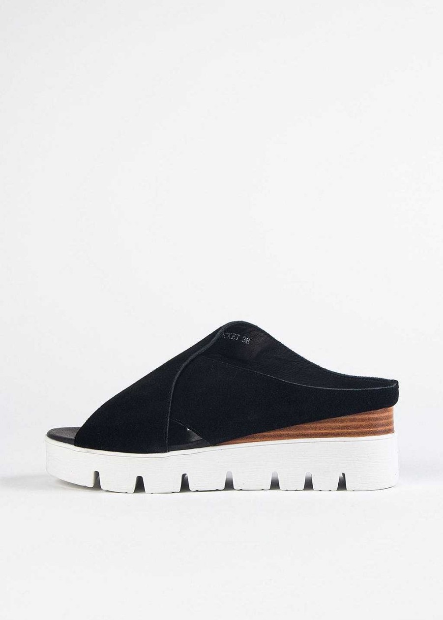 Shoes Silent D | Racket Criss Cross Sandal Black Suede